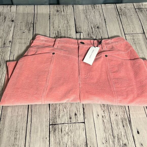 Rebecca Minkoff Women's Sandra Corduroy Pants Crop Pockets Stretchy Pink Size 4 - Picture 3 of 8